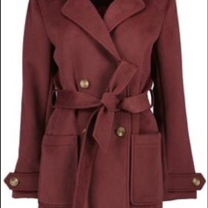 NOIZE Jazlyn Wool Trench Coat - Mahogany colour